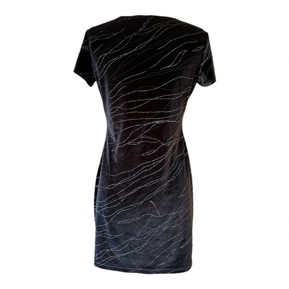 Vintage Y2k Dress Size Medium Black Velvet Glitter Whimsigoth - Picture 4 of 8